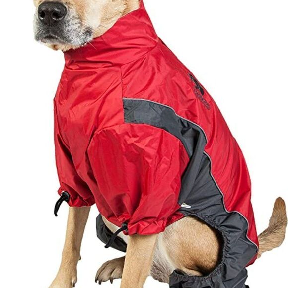 Touchdog Outdoor Series Blackshark red gray reflective dog coat rain coat Sz L - Picture 10 of 12